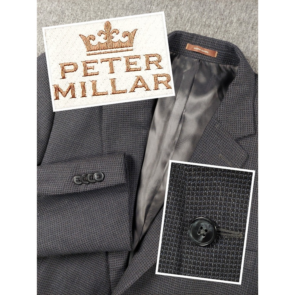 Peter Millar Blazer Mens 42T Charcoal Dark Gray Wool Suit Jacket Sport Coat EUC
